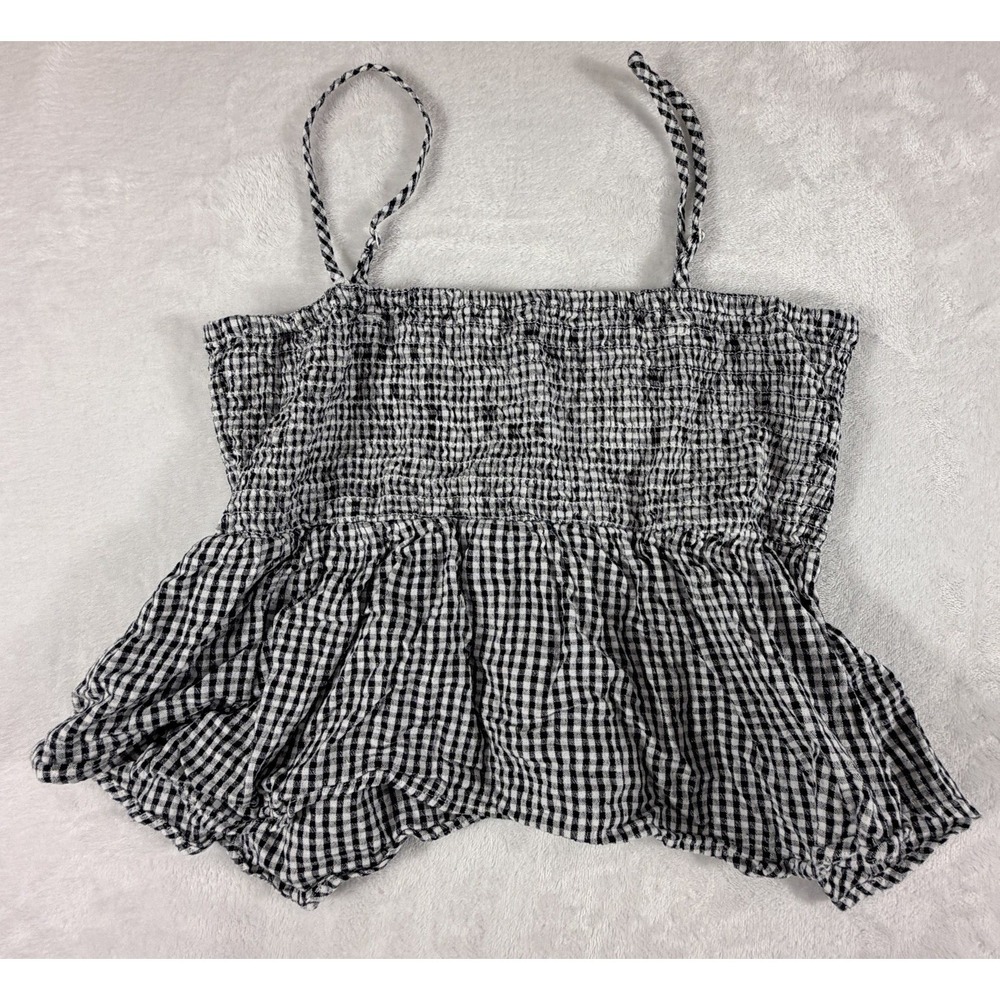 American Eagle Juniors' Sz M Black White Gingham Print Cami Tank Top - Picture 2 of 5